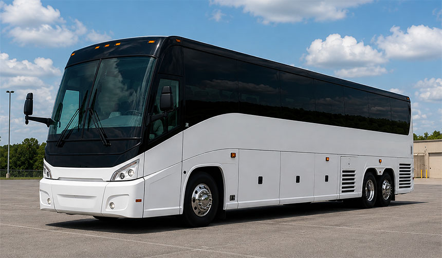 56-passenger charter bus available for charter in Rochester, MN